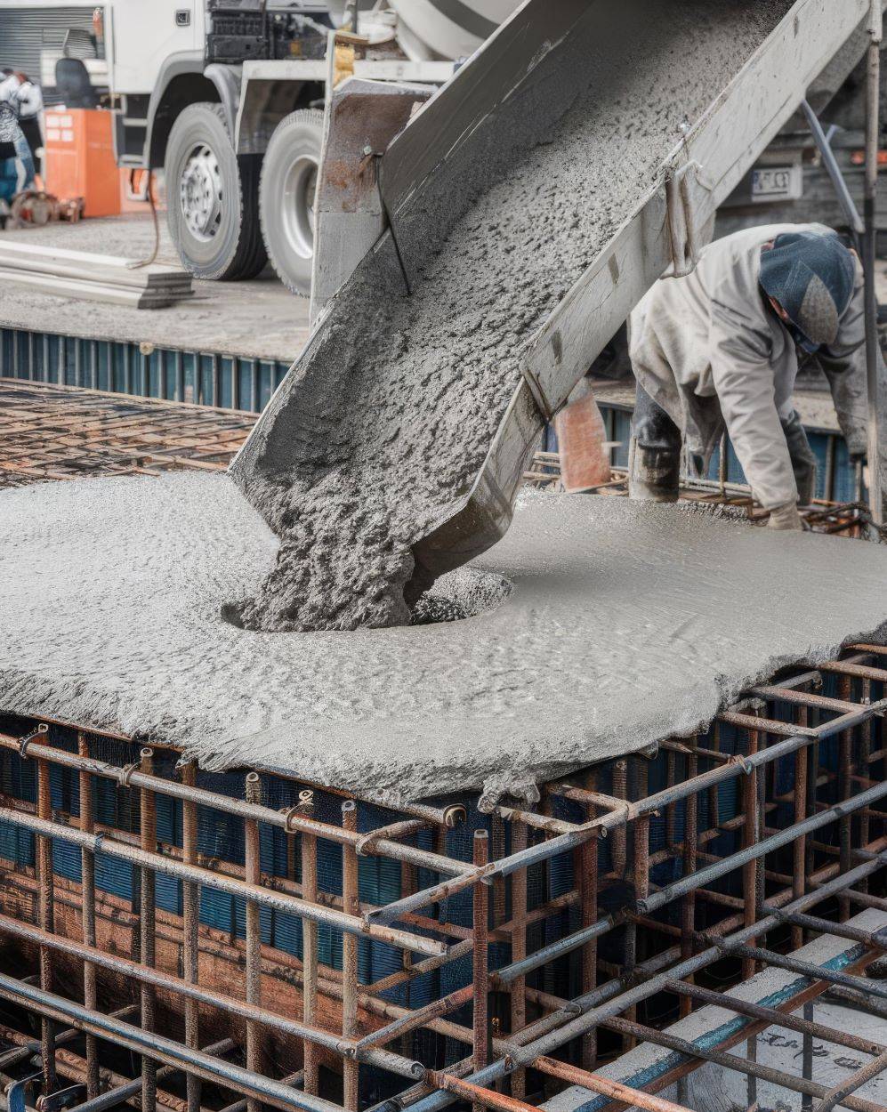 pouring-cement-concrete-with-concrete-mixer-truck-construction-site-with-reinforced-grillage pouring-cement-concrete-with-concrete-mixer-truck-construction-site-with-reinforced-grillage