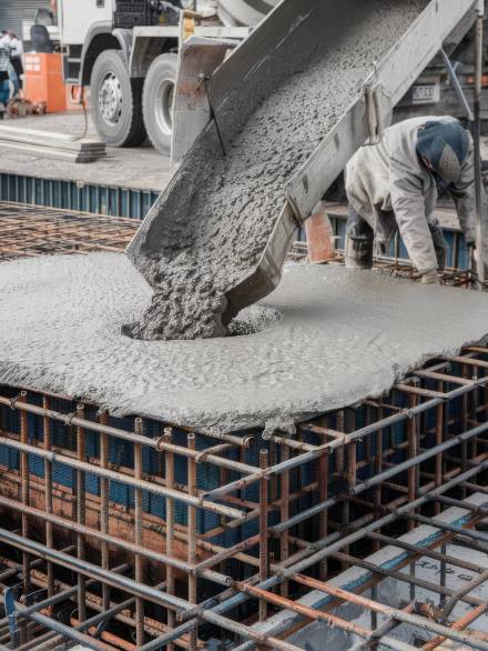 pouring-cement-concrete-with-concrete-mixer-truck-construction-site-with-reinforced-grillage pouring-cement-concrete-with-concrete-mixer-truck-construction-site-with-reinforced-grillage